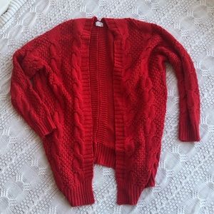 Red Cable Knit Cardigan